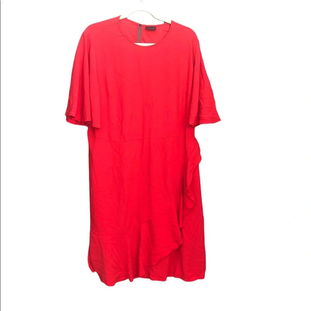 WHO WHEAT WEAR RED RUFFLE DRESS